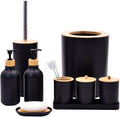 Generic Bathroom Accessories Set,9 Pcs Bathroom Accessory, Soap Dispenser, Soap Dish, Toilet Brush, Trash Can,Toothbrush Holder, Vanity Tray, Modern Bathroom Decor (Black)